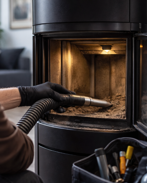 Étape 1 du process d'entretien et réparation de Label Flamme (Démontage et nettoyage de la chambre de combustion)